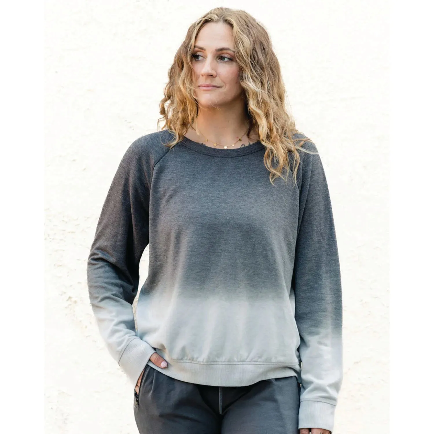 Women's Splendid Iris Carly Ombre Sweatshirt Charcoal