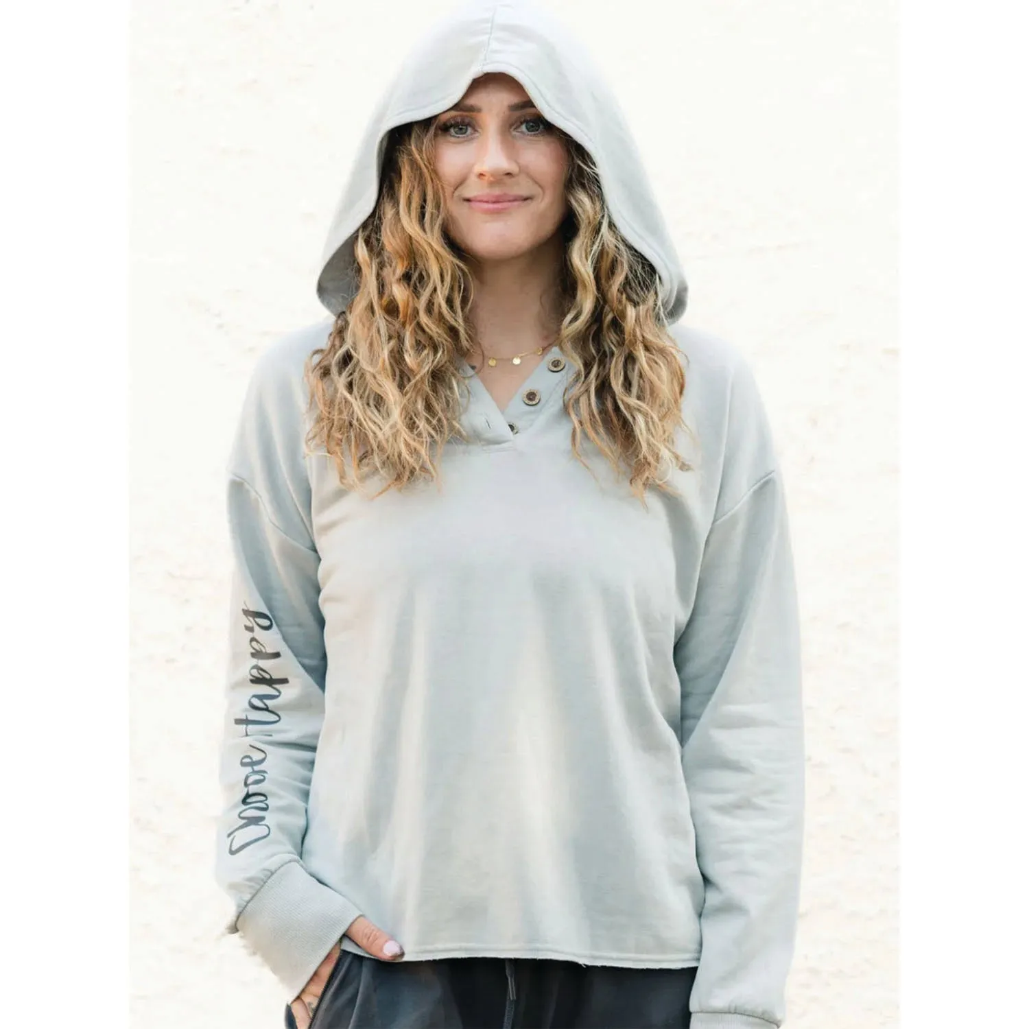 Women's Splendid Iris Emma Hoodie Choose Happy Grey