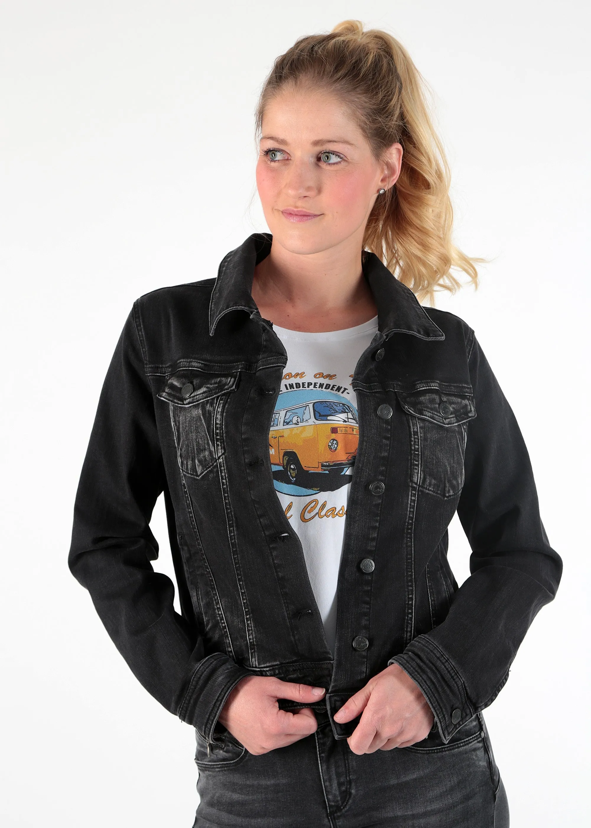 Zwart spijkerjasje | M.O.D. Suzy jeans jacket masaai black